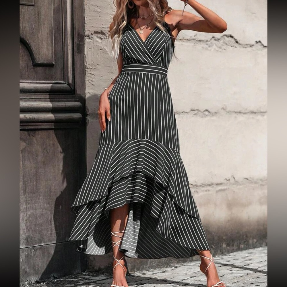 Boho striped ruffle trim maxi dress - Picture 8 of 16